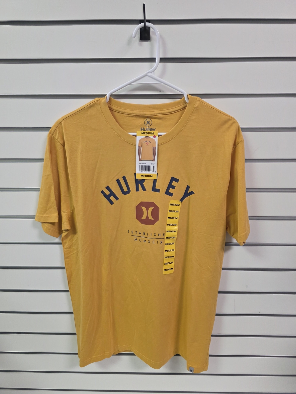 Hurley Men’s Yellow Graphic Logo T-Shirt - MEDIUM